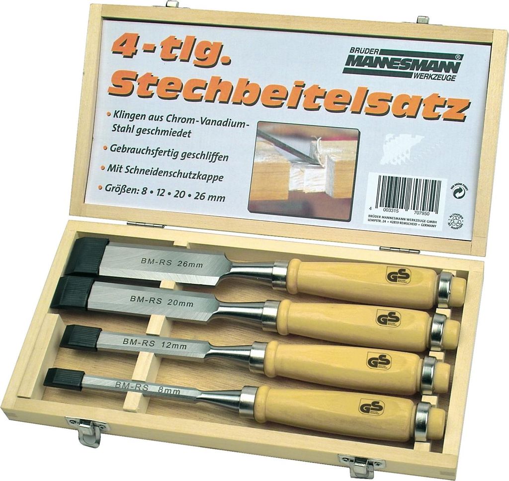 Brüder Mannesmann 4-tlg. Stechbeitelsatz 66104 Produktbild 