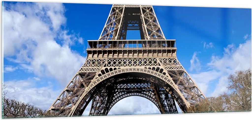 Bilder auf glas - Turm Paris Eiffle - 100x40cm - Glasbilder - Wandbilder - Kunstdruck - zum Aufhängen bereit - Wanddekoration aus Glas - Glas Bild...