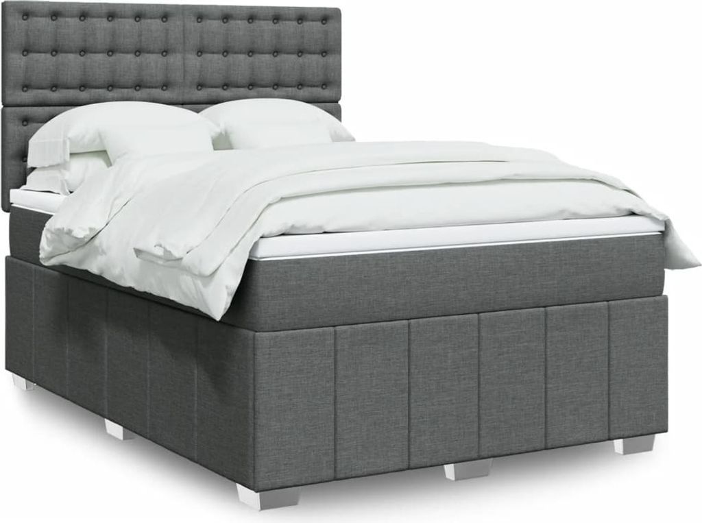 Maison Exclusive - Boxspringbett mit Matratze Dunkelgrau 140x190 cm Stoff