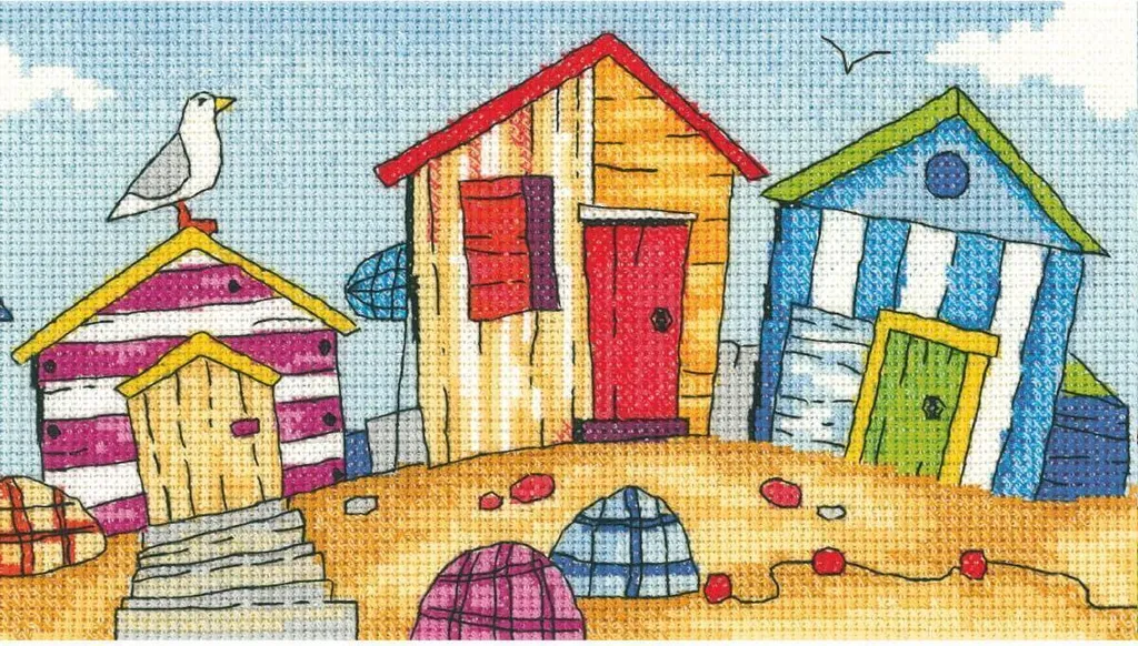 Heritage Punto Croce Capanne da Spiaggia Aida BSBH1273-A | Kit Ricamo 20x11