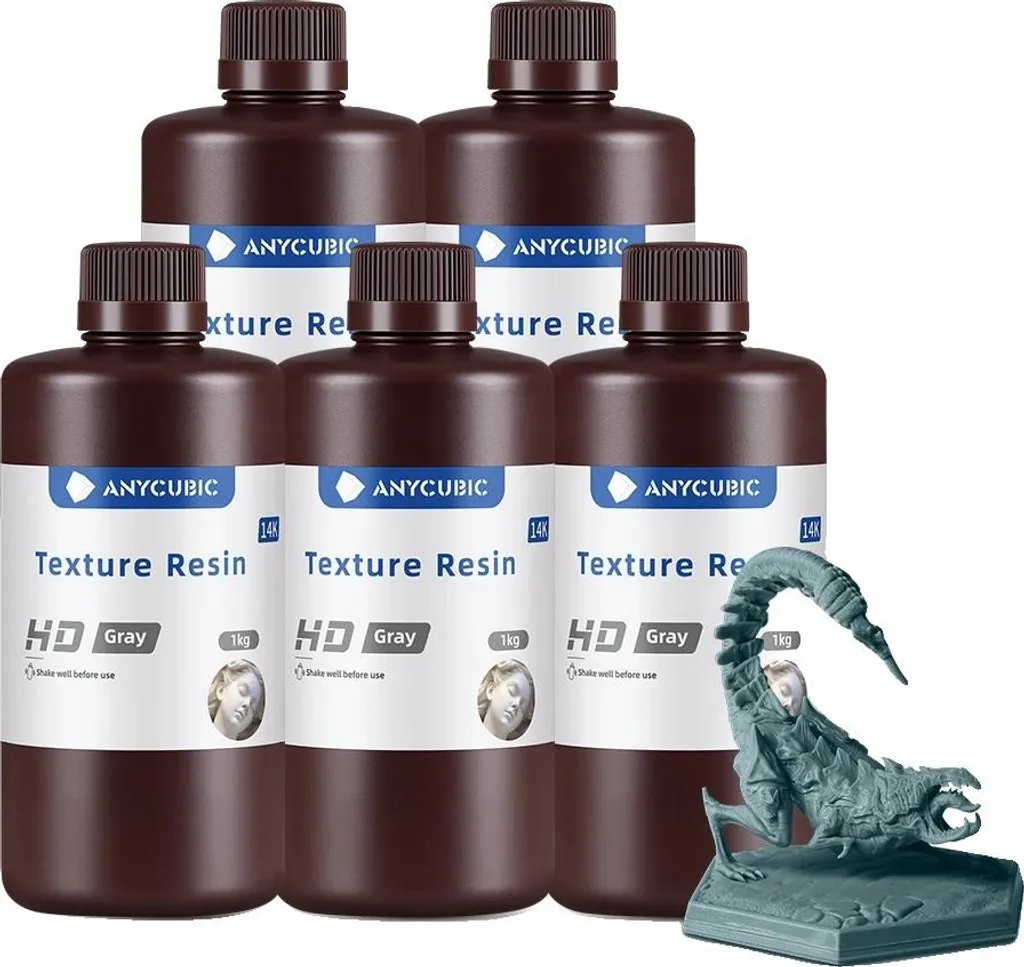 Résine 3D pour maquettes et prototypes HD Gris 5kg rendu ultra net