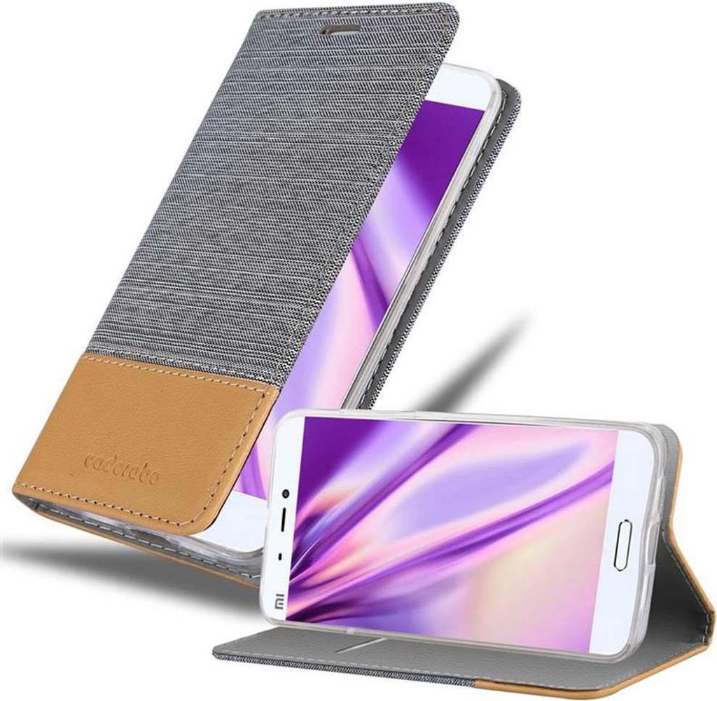 Cadorabo Hülle für Xiaomi Mi 5 Schutzhülle in Grau Handy Hülle Etui Book Case Cover