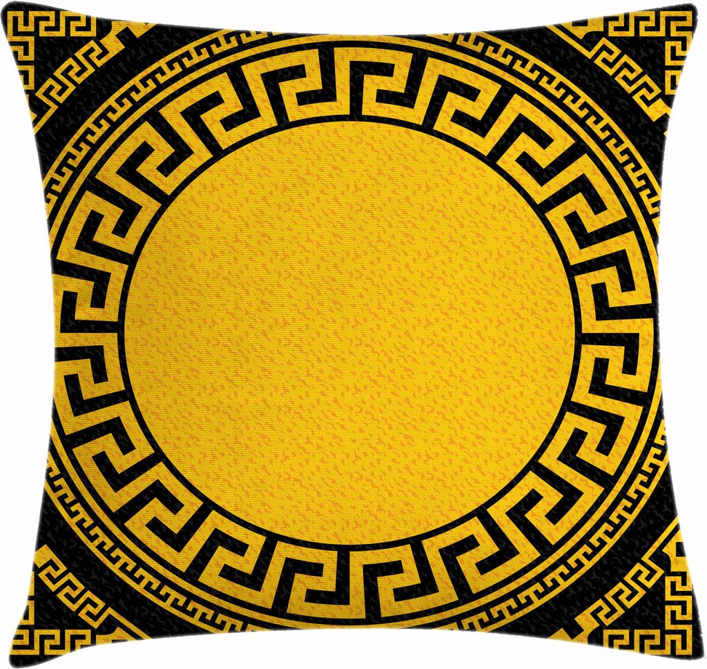 ABAKUHAUS Greek Key Kissenbezug, Sun Inspired Kreis, Kissenbezug Beidseitiges Muster Klarer Digitaldruck Farbfest mit Reißverschluss, 50 x 50 cm, ...