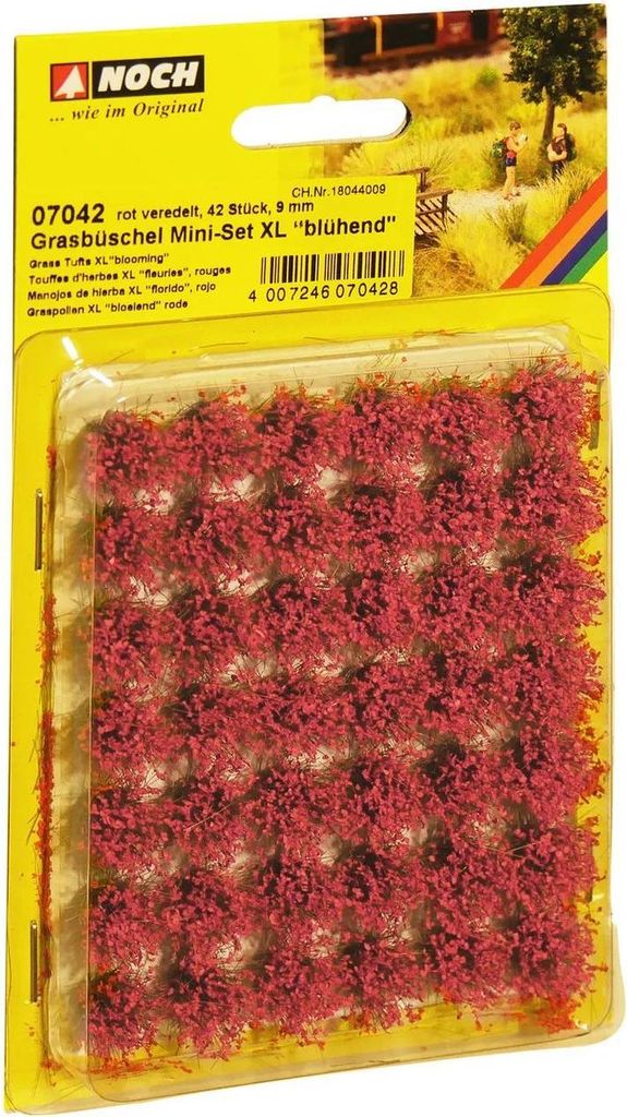 NOCH Grasbüschel Mini-Set XL „blühend“, modellbau Pflanzendekoration für realistische Vegetation und kreativ Basteln