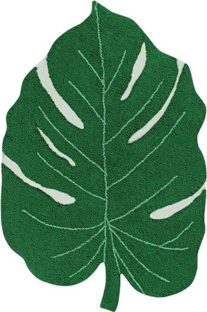 Tapis artisanal Monstera Leaf 120x160 cm en fibres naturelles tressées