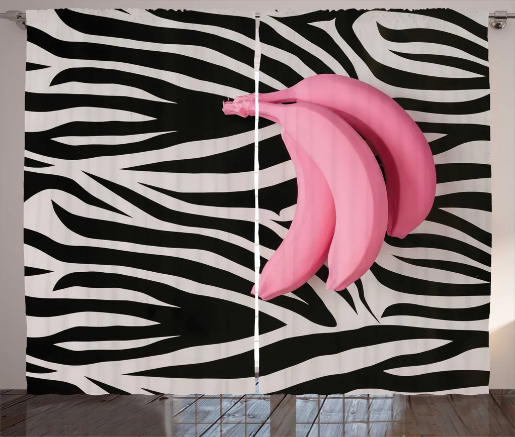 Rideau pour Fenêtre Large 280 cm Design Bananes Zébré pour Salon Moderne