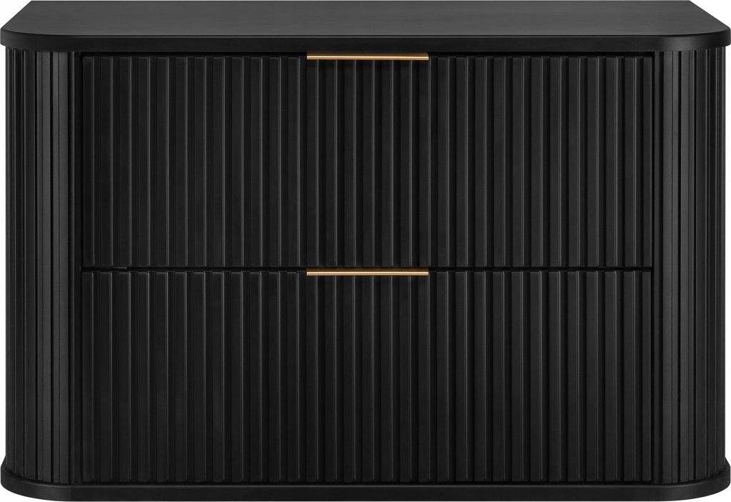 Rodan | Waschbeckunterschrank 80cm | Schwarz Matt - Holz | Produktbild 4