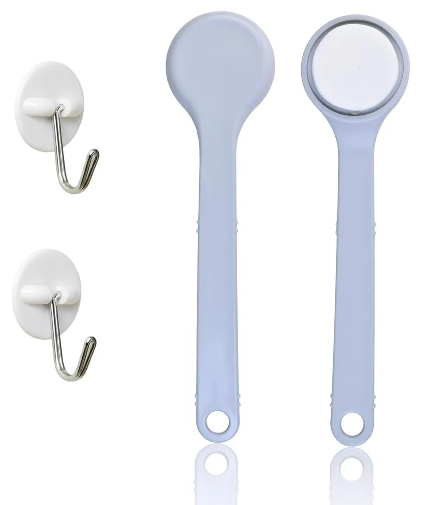 Ensemble brosse-éponge pour le dos en 2 parties avec fixation murale