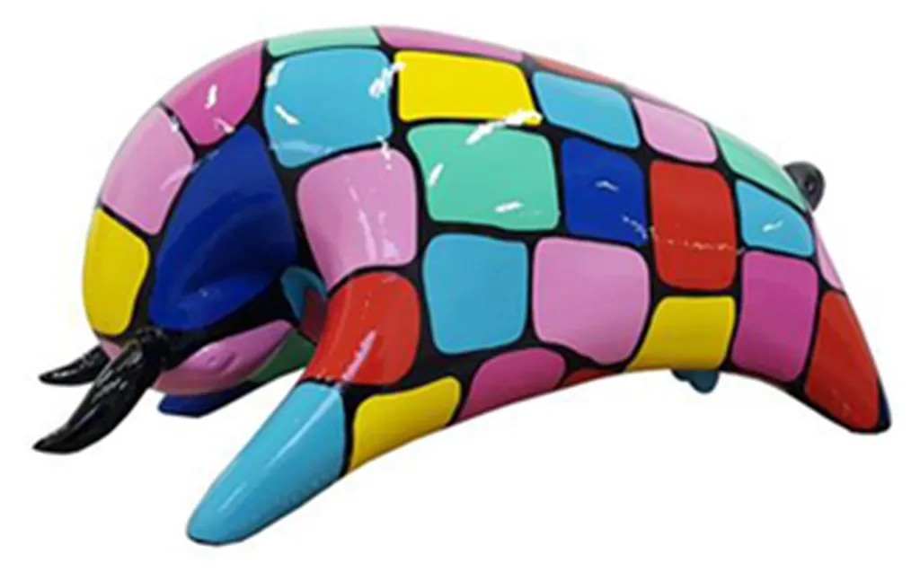 Statue Décorative Taureau Design Abstrait Modèle XL 25x50cm Noir Mat