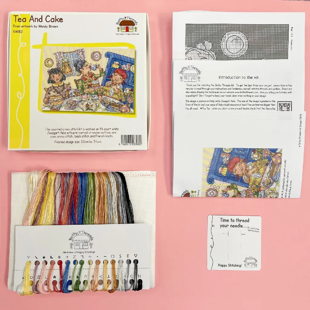 Bothy Threads Kit Point de Croix Compté Tea And Cake XWB2 33x24cm DIY