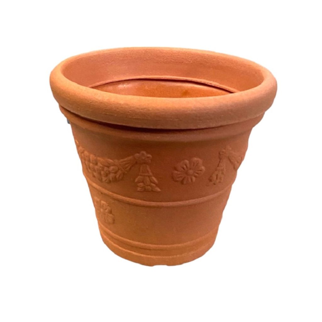 Garden Italia Vasen Runder Blumentopf mit Girlandenglocke ICF Durchmesser 72 cm Höhe 57 Hergestellt in Italien aus Impruneta-Farbharz – Frostbes...