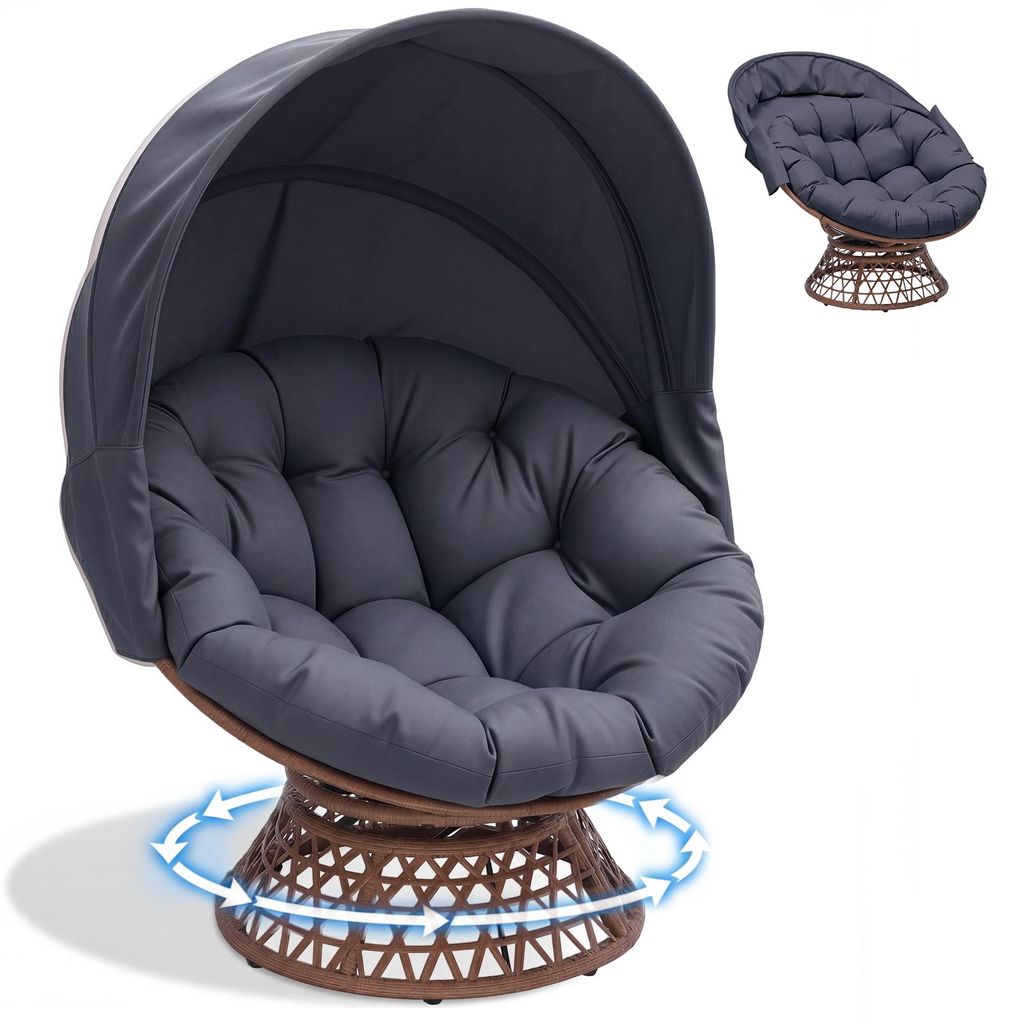 COMHOMA Papasansessel, gemütlicher Drehsessel mit Kissen Produktbild 