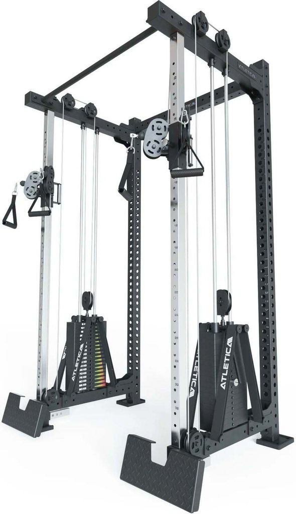 ATLETICA R8-Nitro Cable Rack | Stand-alone | Mit Double Stack | 2x90 kg | 157x120 cm Grundfläche inkl. beider Fußstützen | 339 kg schwer | Pull-...
