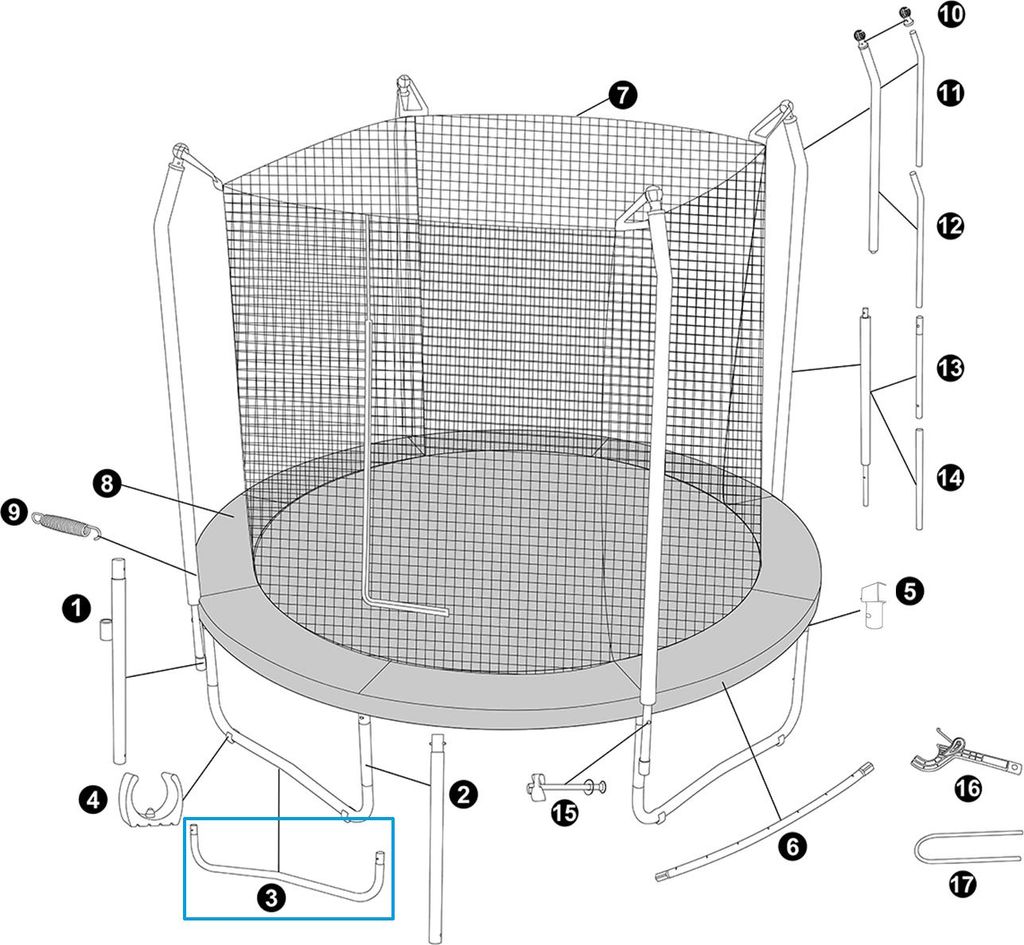 Bestway Ersatzteil Beinsockel für Bestway Xtreme Air Trampolin, Ø 305 x 255 cm