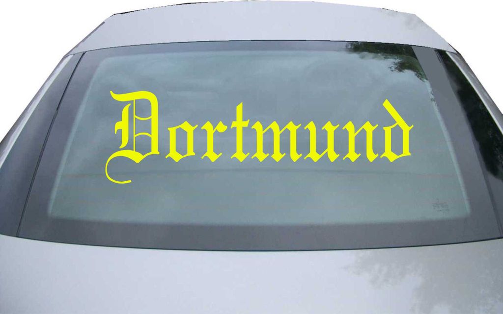 Indigos UG - Aufkleber Heckscheibe & Motorklappe DE6491 - neongelb - 600x180 mm - Stadt Dortmund - Auto Scheiben Fenster Heckklappe Tuning Racing J...