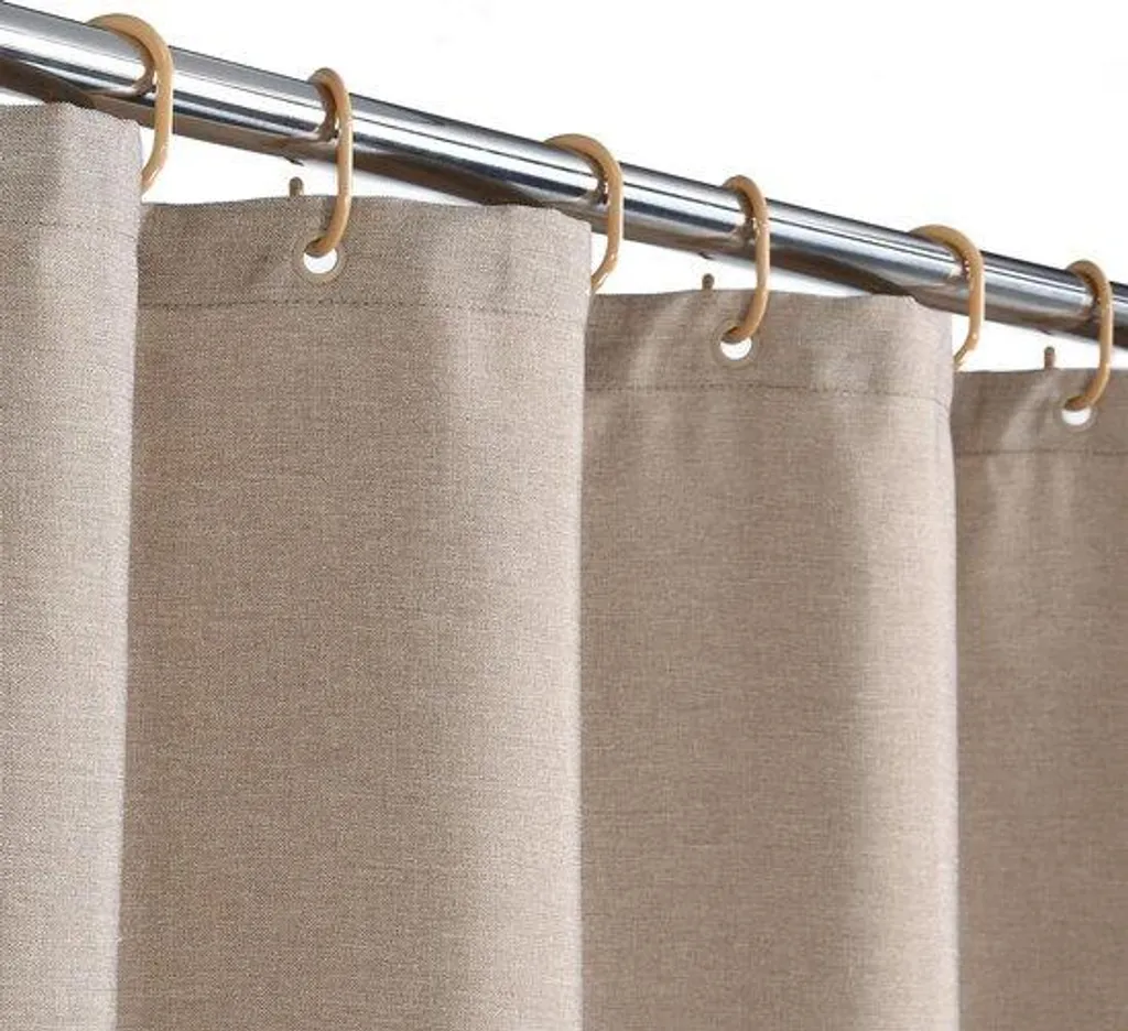 Rideau de douche taupe 80 x 180 cm en lin épais pour petite cabine