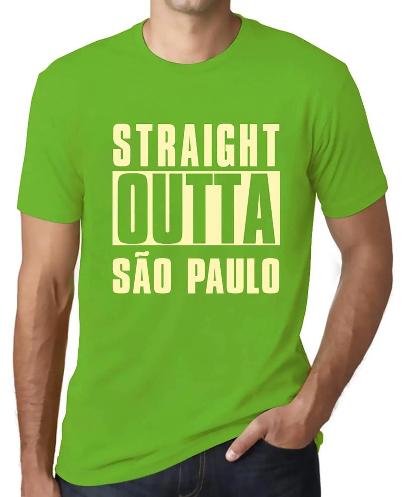 Herren Grafik T-Shirt Straight Outta São Paulo Öko-Verantwortlich Vintage Jahrgang Kurzarm Lustige Druck Geburtstag Geschenk Mann