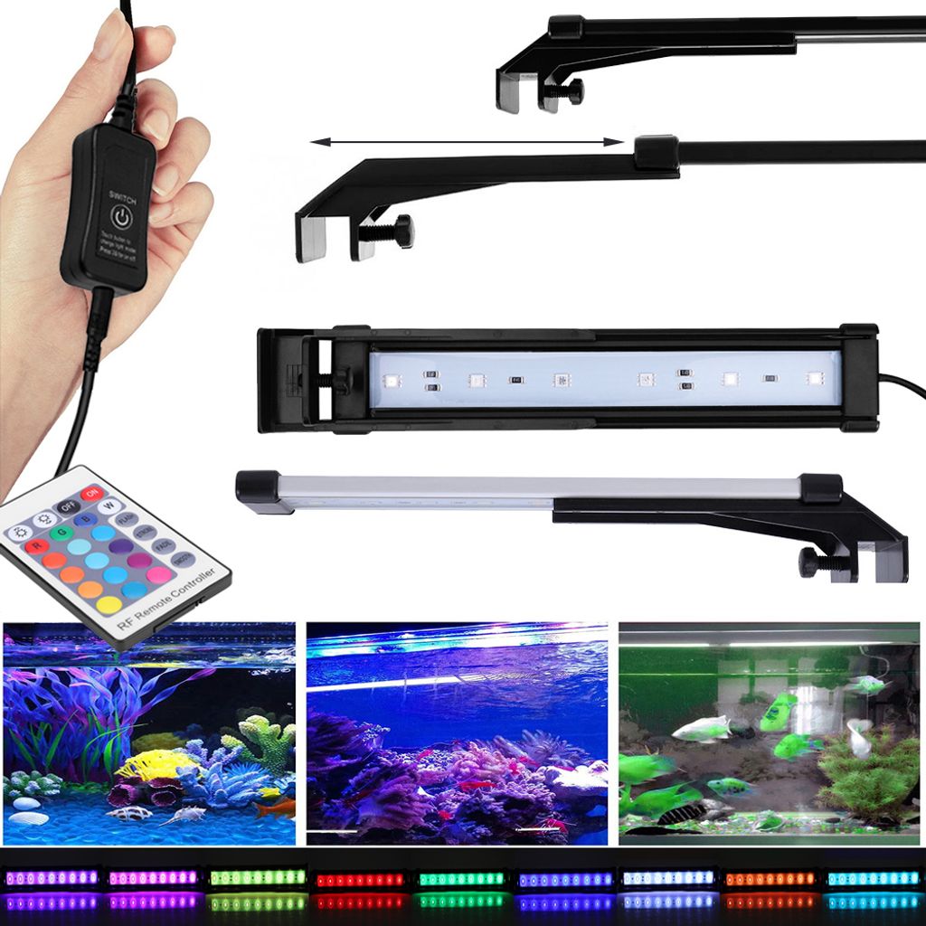 22CM-42CM LED Aquarien Beleuchtung Aquarium Lampe RGB Fisch Tank Skalierbar Aufsetzleuchte mit Fernbedienung