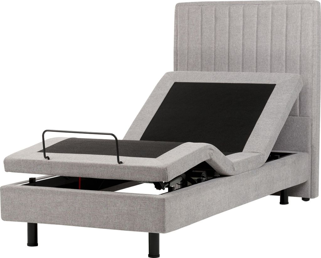 BELIANI Łóżko jasnoszare tapicerowane 90 x 200 cm Zdjęcie produktu 