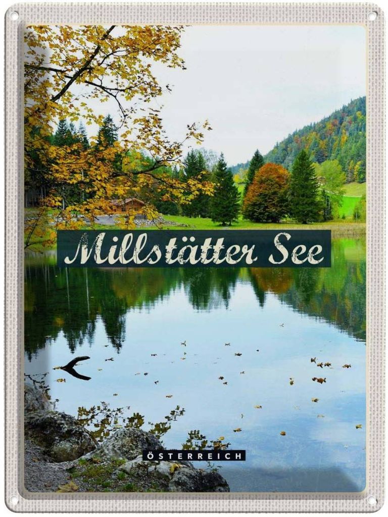 vianmo Blechschild 40x30 cm Millstätten See Camping Natur Wald Bildmotiv Reisemotiv Abenteuer Reisen Urlaub Outdoor