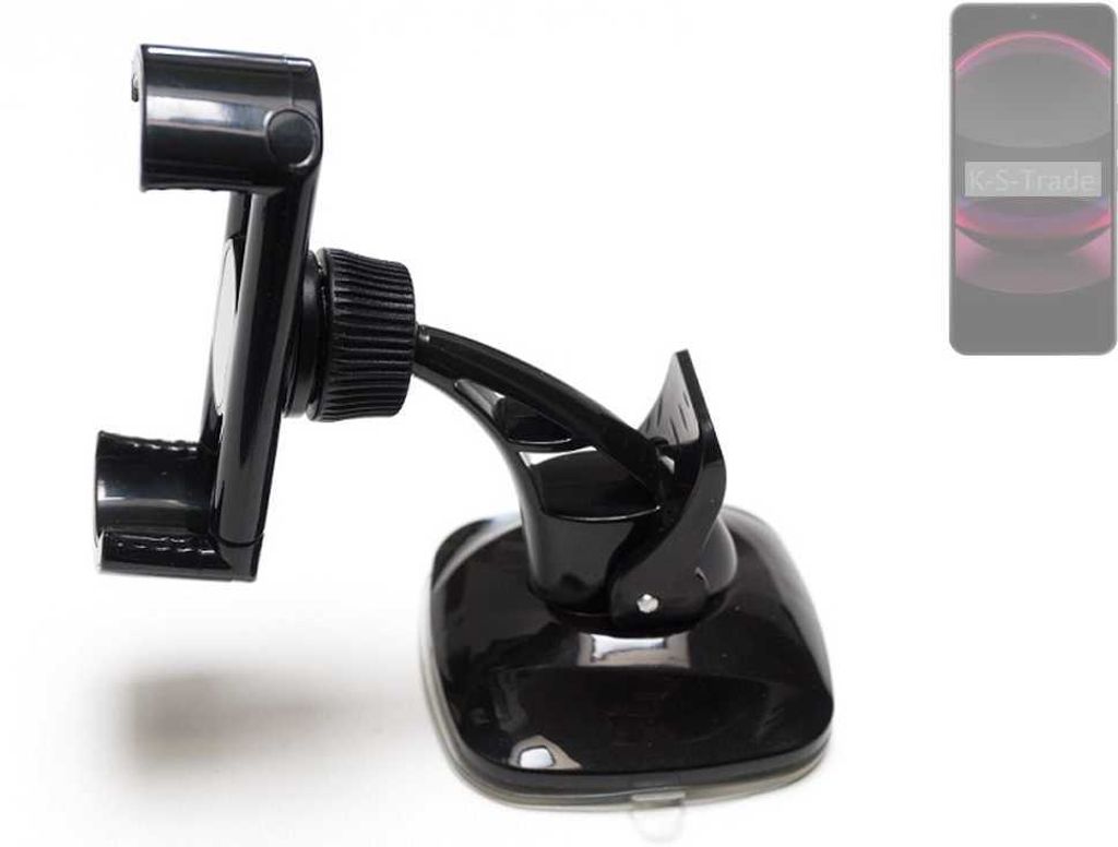K-S-Trade kompakte Handy-Halterung Windschutzscheibe kompatibel mit Sharp Aquos R8s Pro Armaturenbrett schwarz Autohalterung KFZ Halter