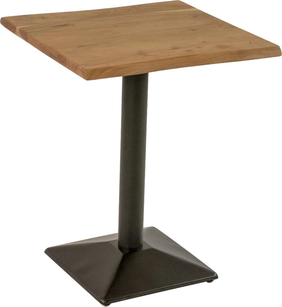 Bistrotisch Baumkante massiv 60 x 60 cm Akazie natur Säulengestell schwarz INES