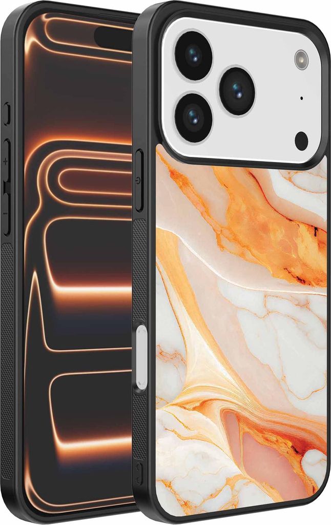 Geeignet für iPhone 17 Pro Max Telefon Fall mit Marmor-Druck - TPU zurück Abdeckung Fall Marmor-Design - Orange - Smartphonica