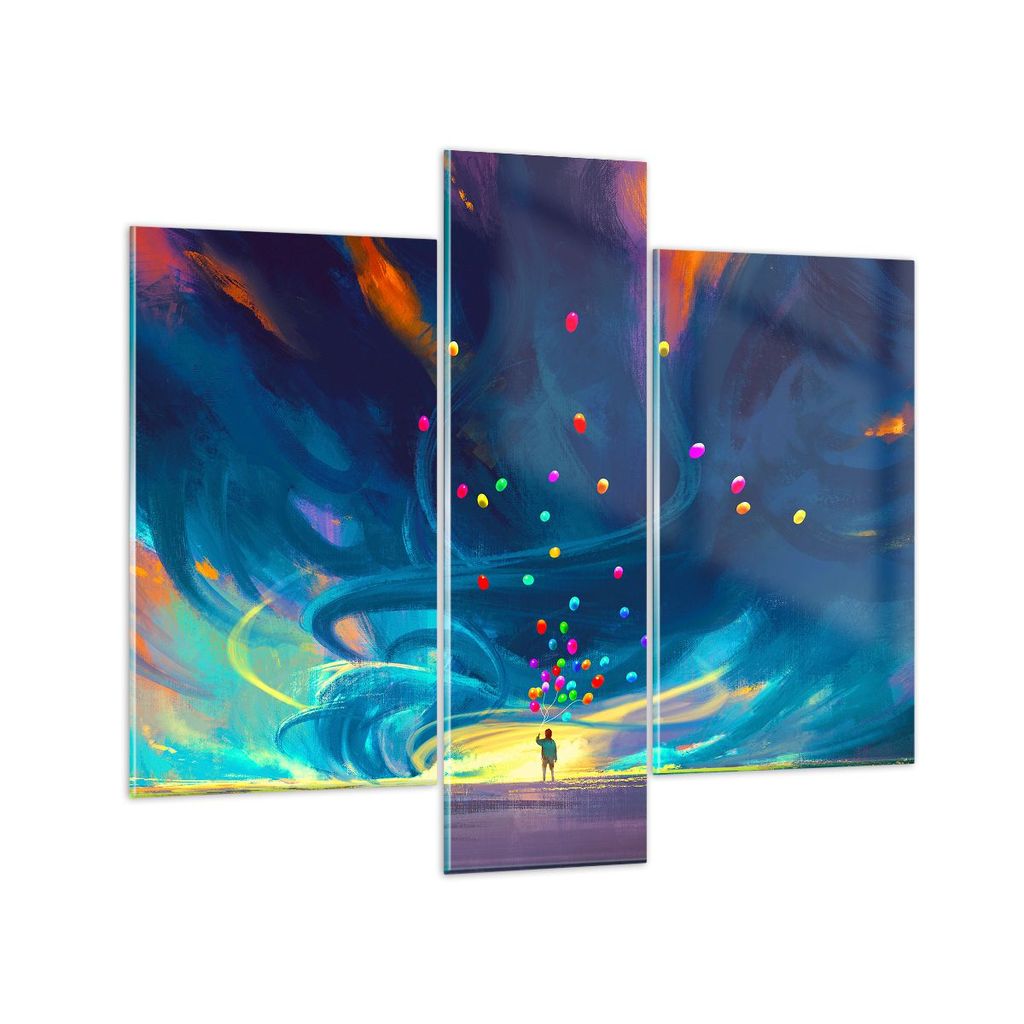 Bilder auf glas - Abstraktion Ballon - 95x80cm - Glasbilder - Wandbilder - Kunstdruck - zum Aufhängen bereit - Wanddekoration aus Glas - Glas Bild...