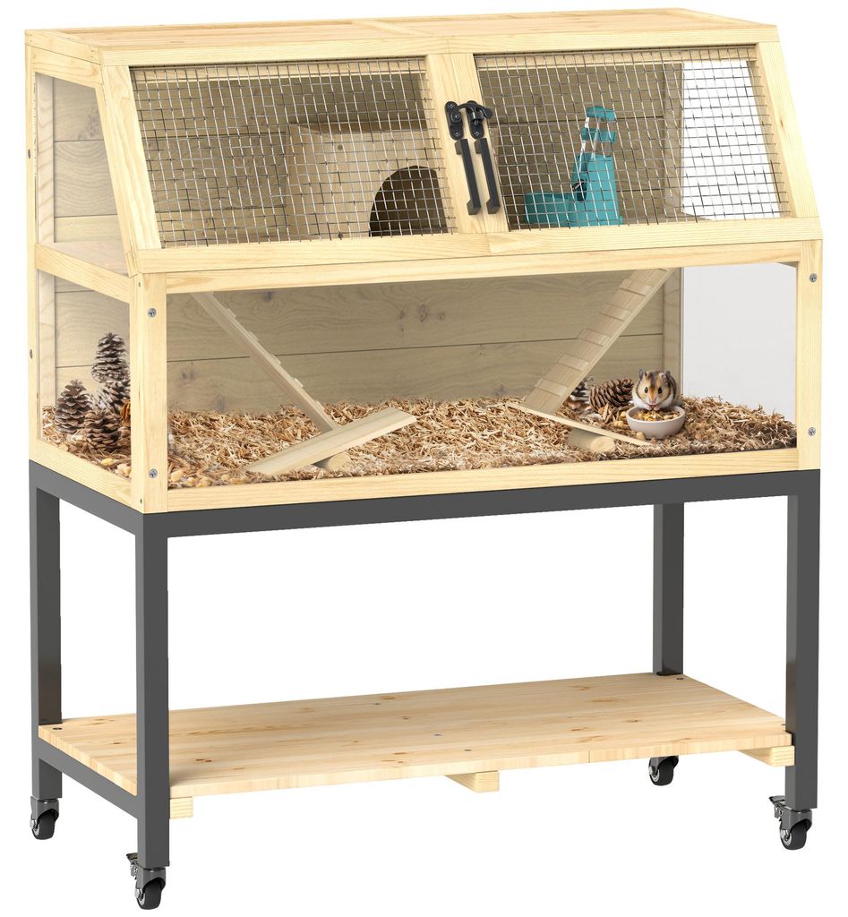Gabbia in legno per criceti nani PawHut, 87 x 43 x 101 cm, Immagine del prodotto 