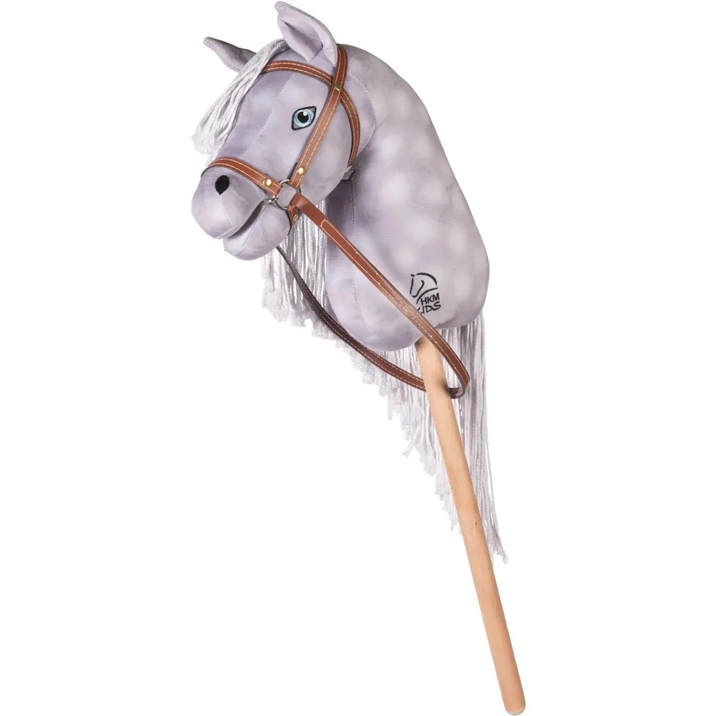 Hobby Horse Mini Gris HKM - Jouet d'Équitation sur Bâton pour Enfants