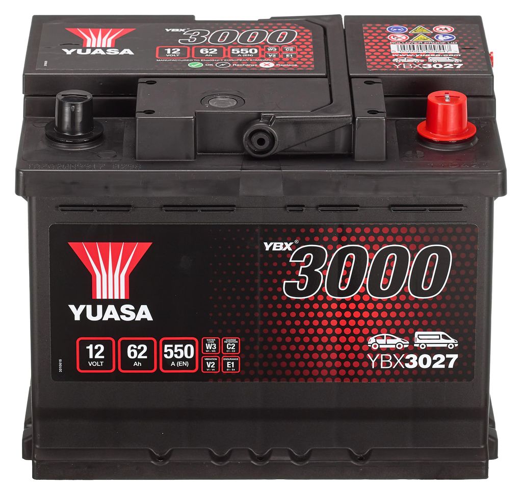 YUASA YBX3000 Starterbatterie 12V 62Ah 550A/EN L2 für Auto Produktbild 