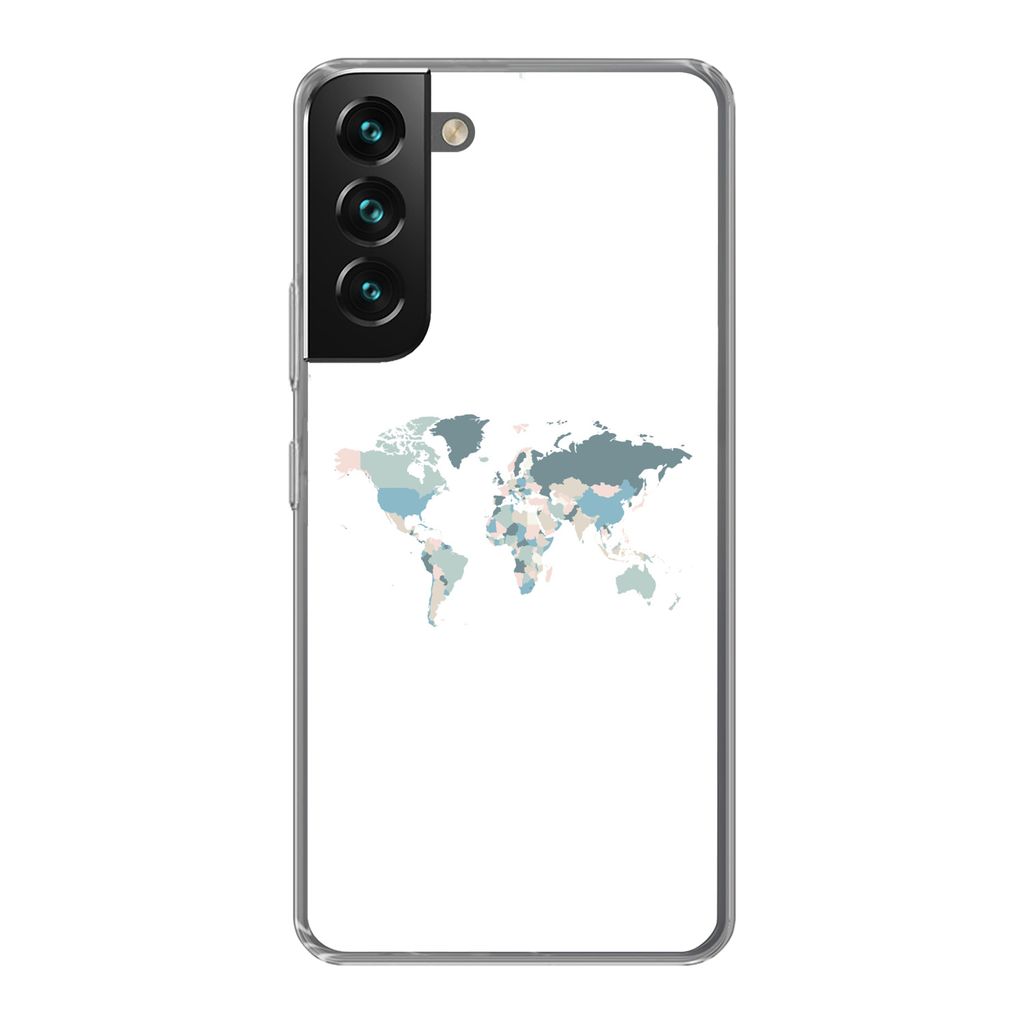 MuchoWow Handyhülle Schutzhülle Hülle für Samsung Galaxy S22 Plus Weltkarte - Pastell - Länder Silikon Softcase Handy Hülle - Schutzabdeckung