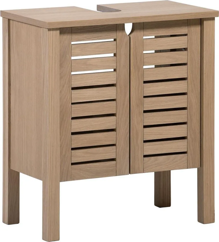Meuble sous vasque 60cm chêne clair suspendu pour petite salle de bain