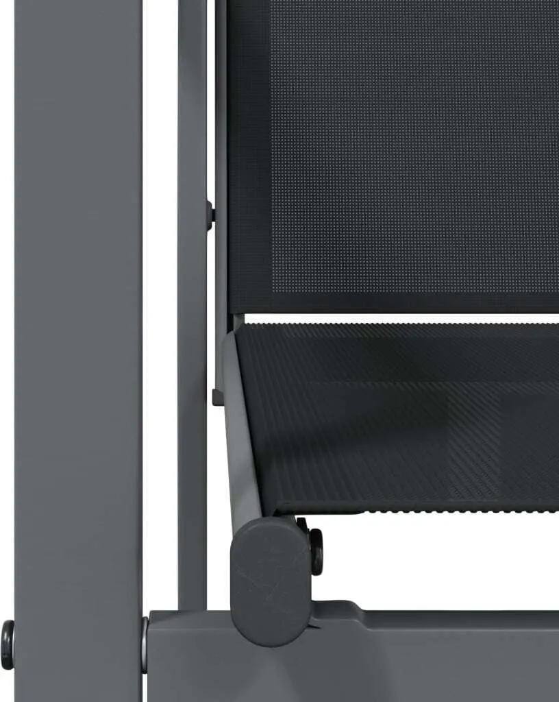 Chaises Extérieures Design en Textilène et Acier Noir Résistant - 2 pcs