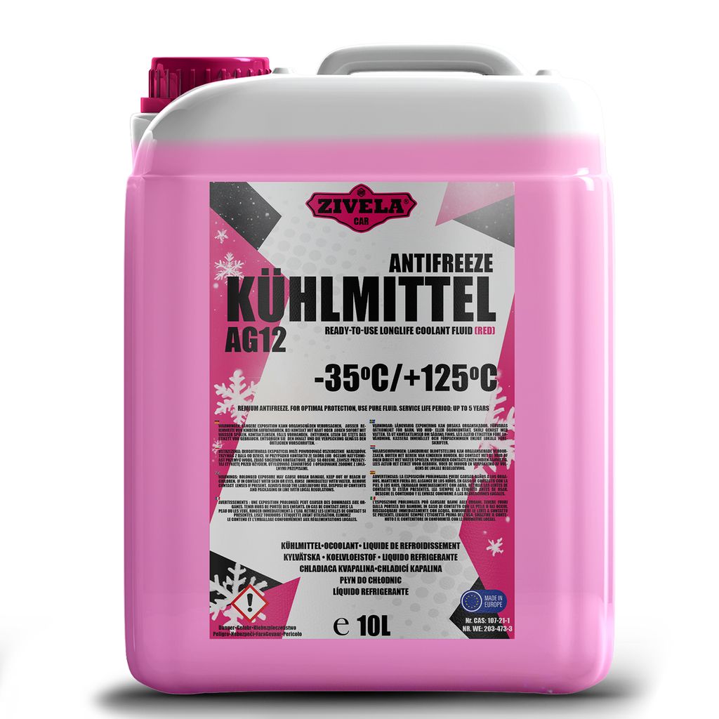ZIVELA G12 Kühlerfrostschutz bis -35° - 10 Liter | G12+ Kühlmittel | Kühlflüssigkeit Auto | G12 Kühlmittel Auto | Gebrauchsfertig | Langlebig...