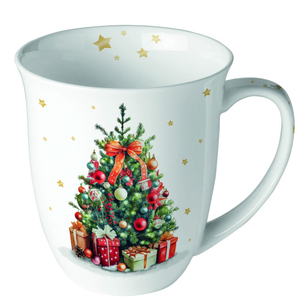 A Weihnachten Becher Mug 0.4 L Fine Bone China Ø 10 cm x H 10,5 cm Decorated Christmas tree