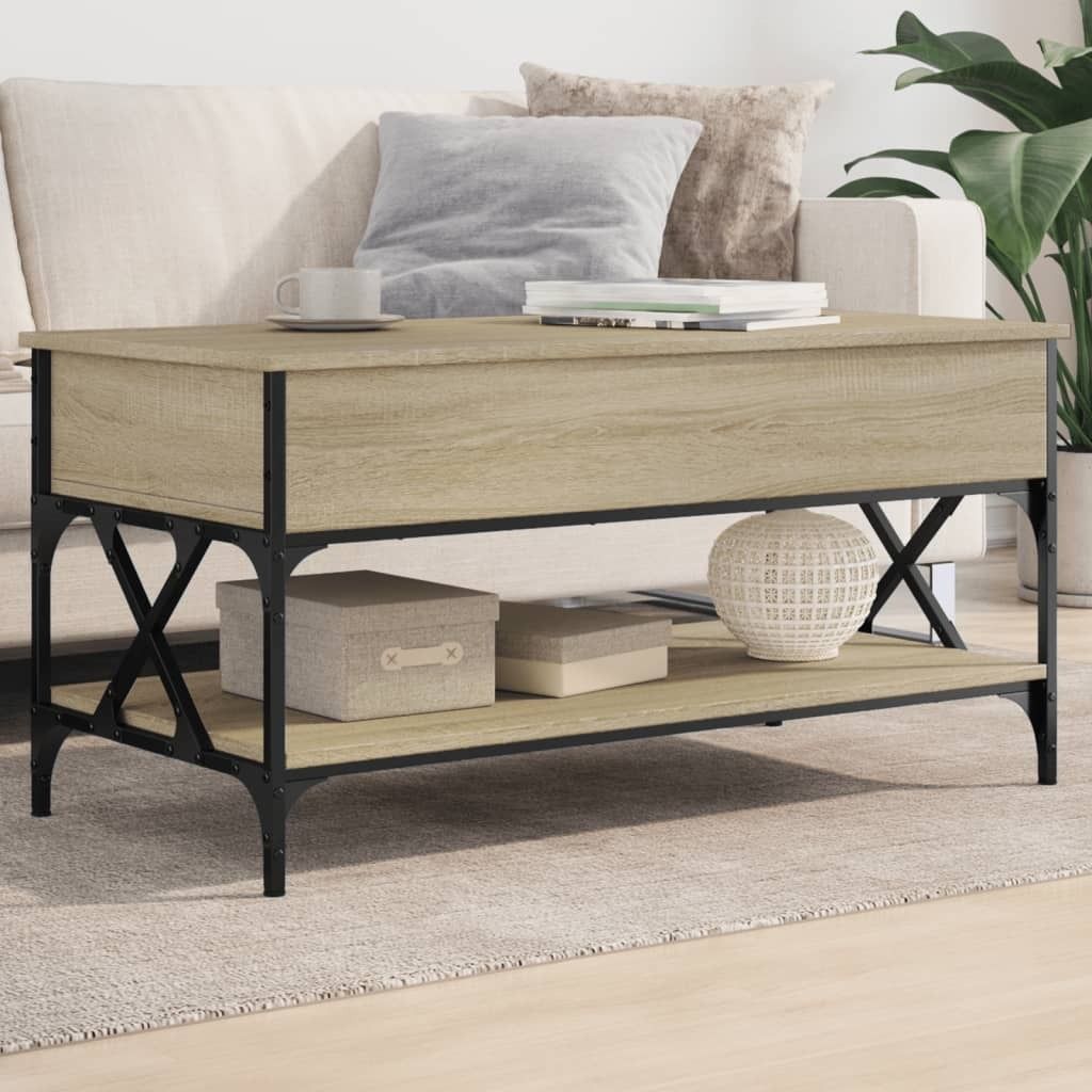 Maison Exclusive - Couchtisch Sonoma-Eiche 100x50x50 cm Holzwerkstoff und Metall