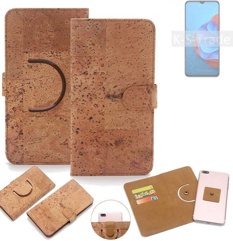 K-S-Trade Handy-Hülle Schutz-Hülle kompatibel mit Coolpad Cool 20s Handyhülle Schutzhülle Korkhülle Kork-Hülle 1x
