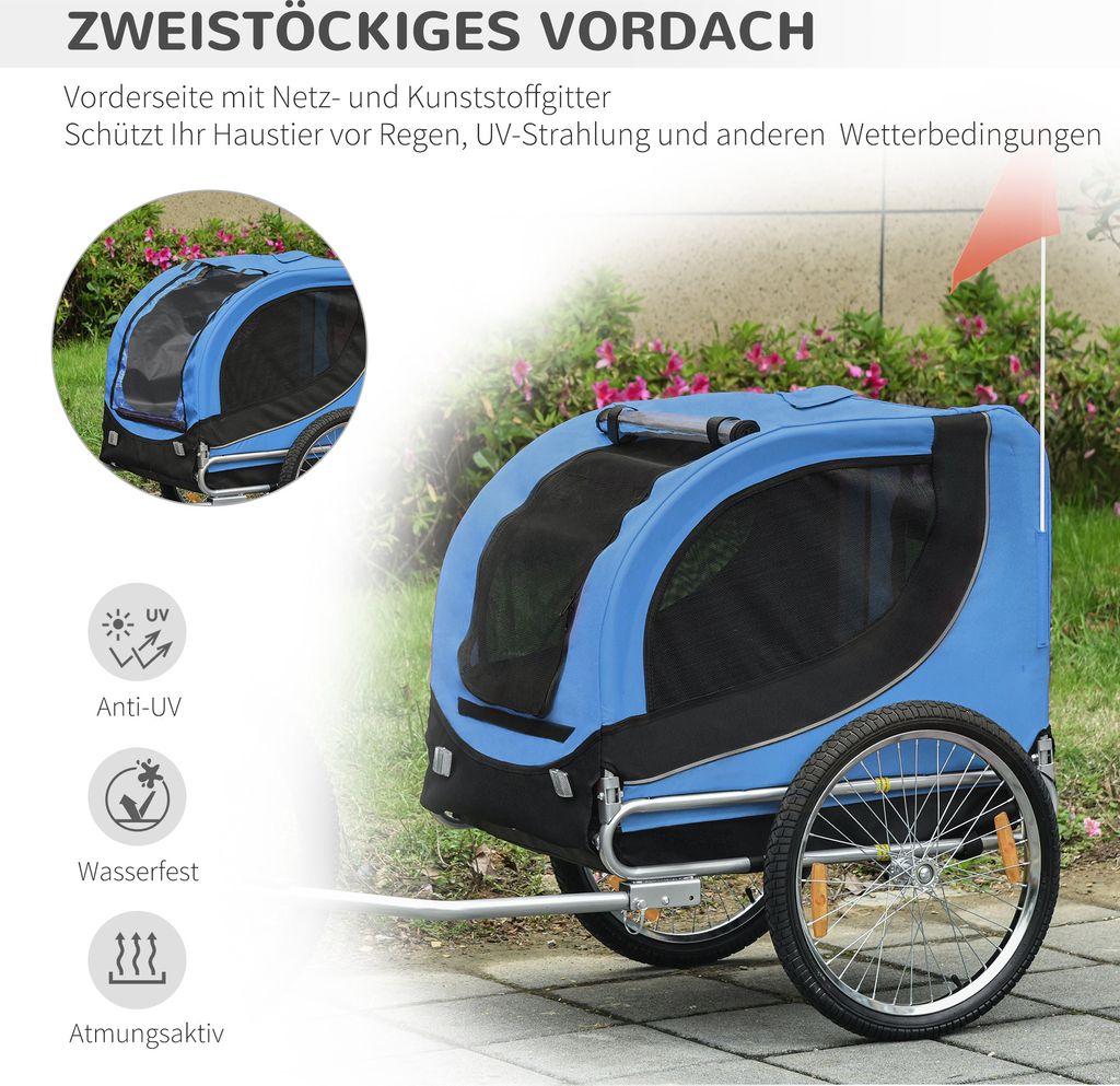 PawHut Hundeanhänger Fahrradanhänger Hundetransporter Hunde Produktbild 6