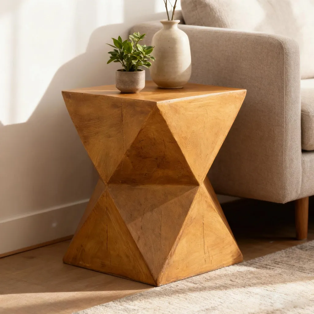 Tavolino Basso Vintage Cemento Leggero 31x31x45 | Cachi Scuro Retrò