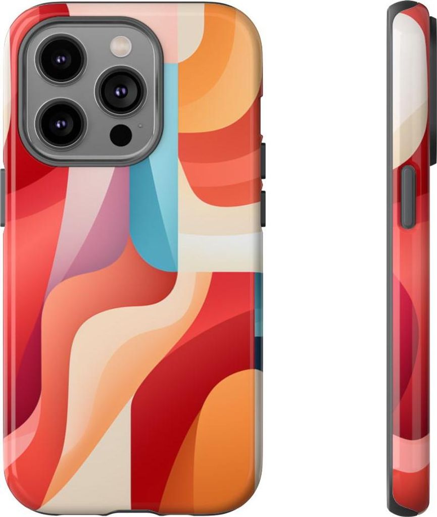 Abstrakte, farbenfrohe Schwungformen – Hülle Kompatibel mit iPhone 14 Pro