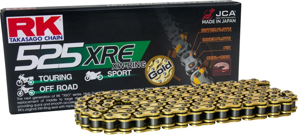 Chaîne moto RK GB525XRE pour longs trajets de route et conduite sportive