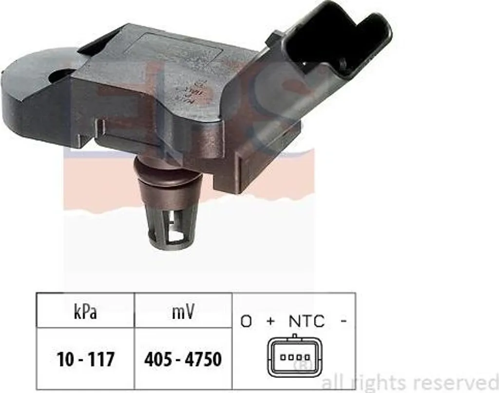 EPS 1.993.080 Sensore di pressione dell'aria, regolazione dell'altezza OE 1920AJ compatibile con Berlingo, C-Elysee, C2, C3, C4er, C4, C5, C8, Jumpy, Nemo, Saxo, Xsara, Fiorino, Qubo, 1007, 206, 207, 301, 306, 307, 308, 407, 807, Bipper, Expert, Partner - 1