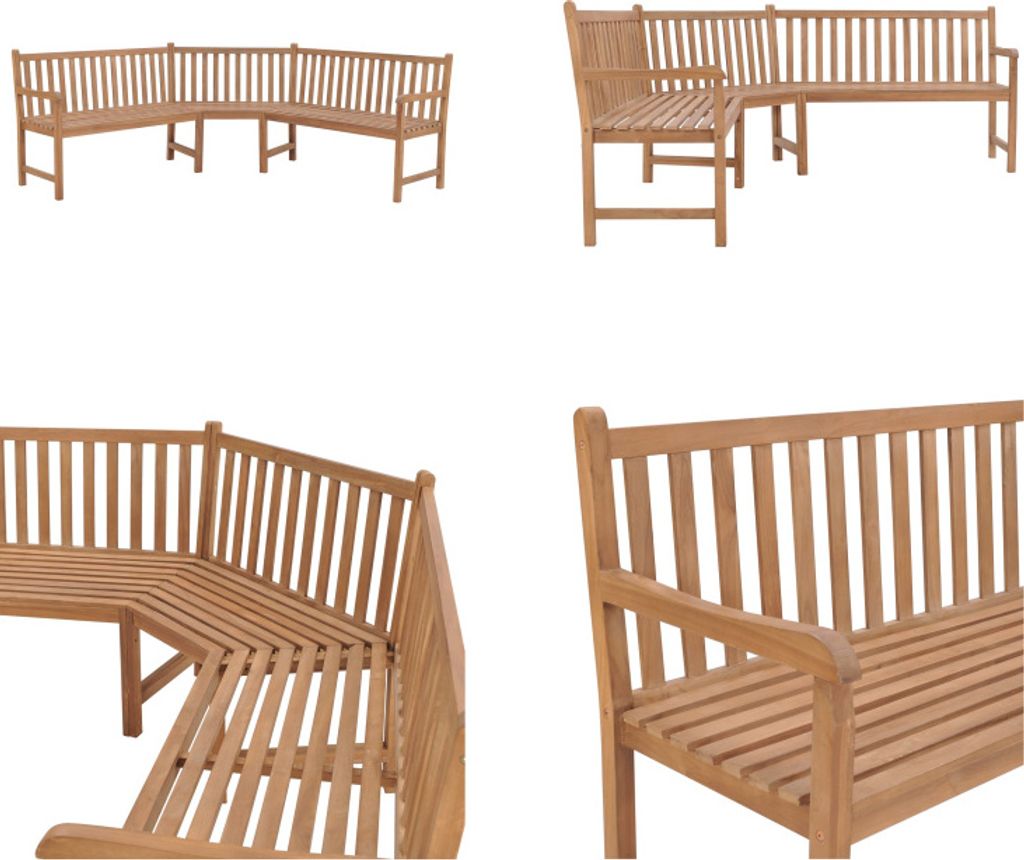 vidaXL Garten Eckbank 185x185x90 cm Massivholz Teak - Eckbank - Eckbänke - Gartenbank - Gartenbänke