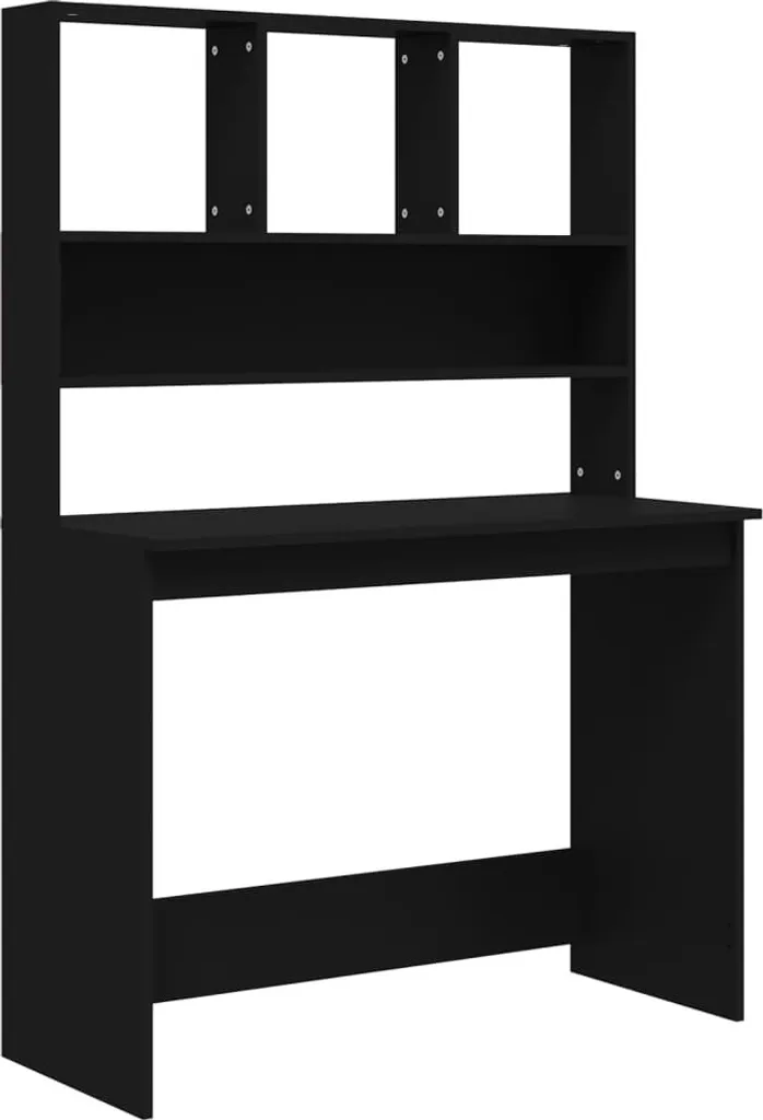 Scrivania con ripiano nero 102x45x148 cm in materiale ligneo