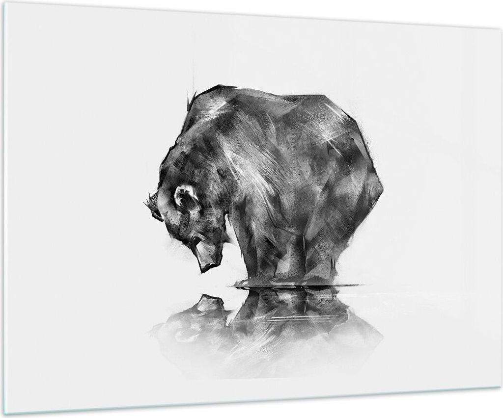 Bilder auf glas - Bär Tier - 100x70cm - Glasbilder - Wandbilder - Bilder - Kunstdruck - zum Aufhängen bereit - Wanddekoration aus Glas - Glas Bil...