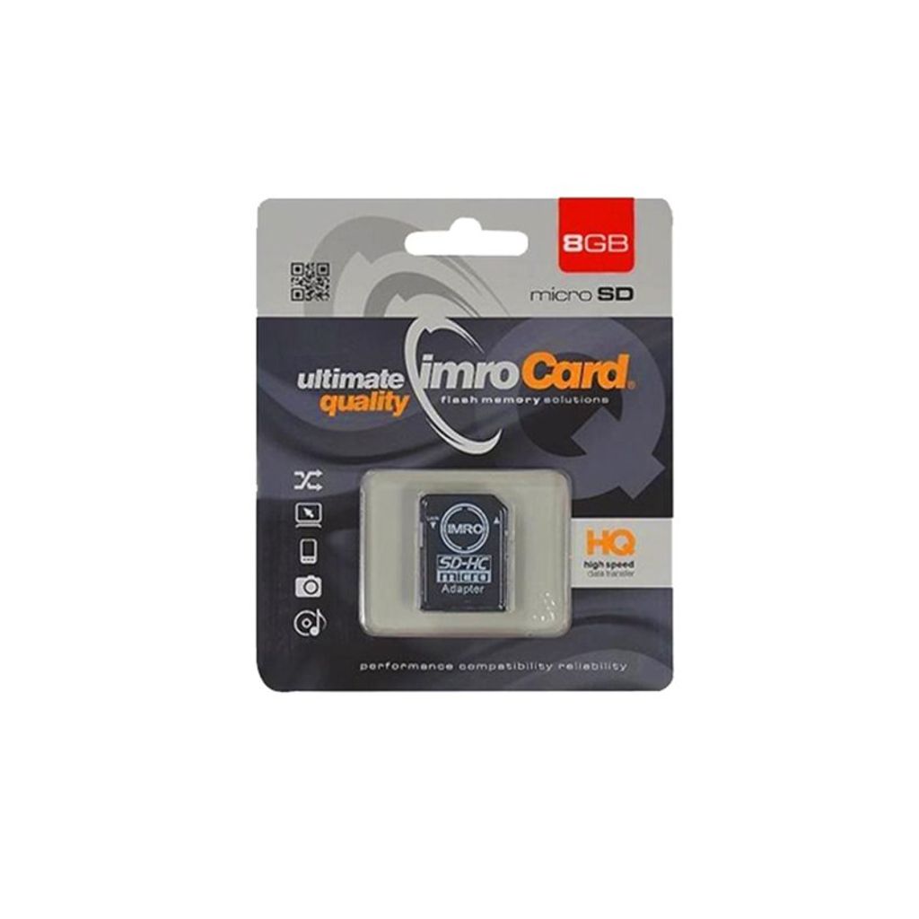 Paměťová karta Imro microSDHC 8 GB třída 10 s SD adaptérem Obrázek produktu 