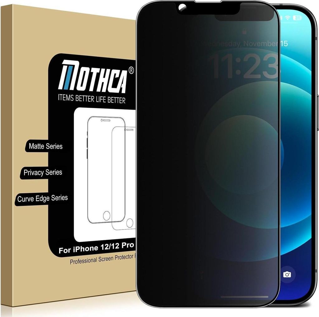 Mothca Sichtschutzfolie Matt iPhone 12 Pro Privacy Panzer Produktbild 
