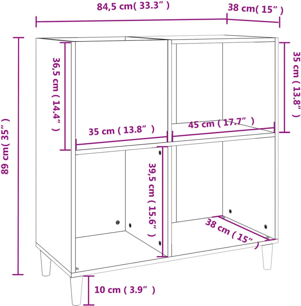 Armadio a pannelli bianco 84,5x38x89 cm materiale a base di legno - 8