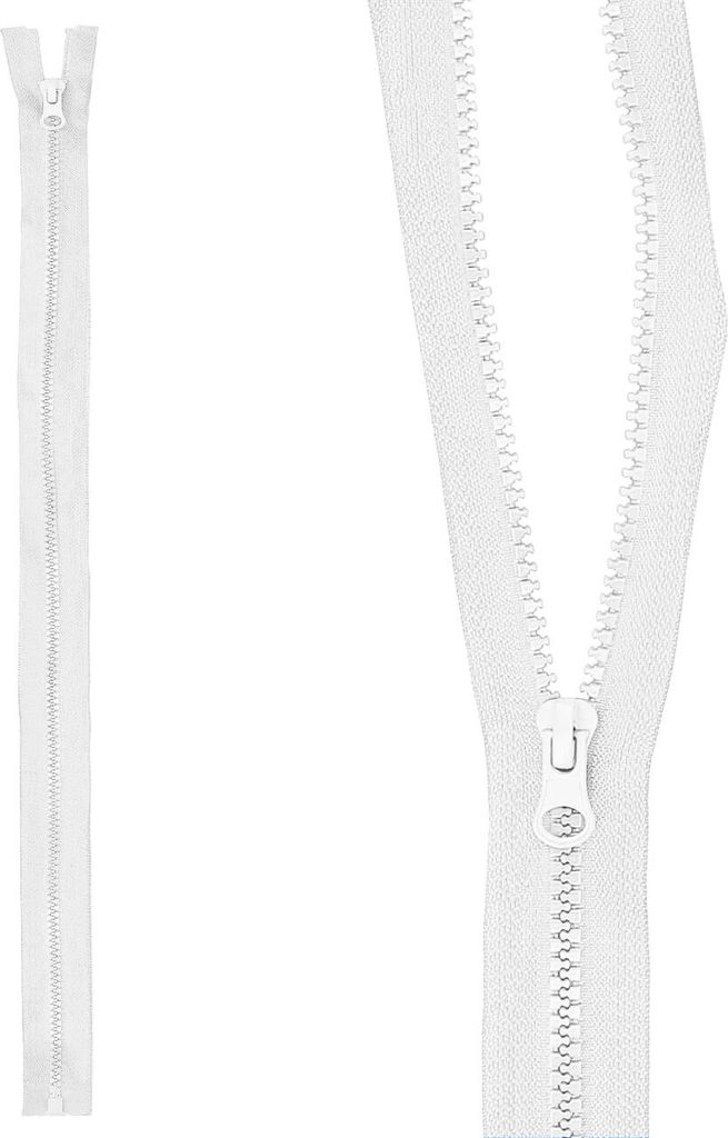mumbi Reißverschluss teilbar 5mm 50cm Weiss Kunststoff Reißverschlüsse mit Zipper grobe Zähne